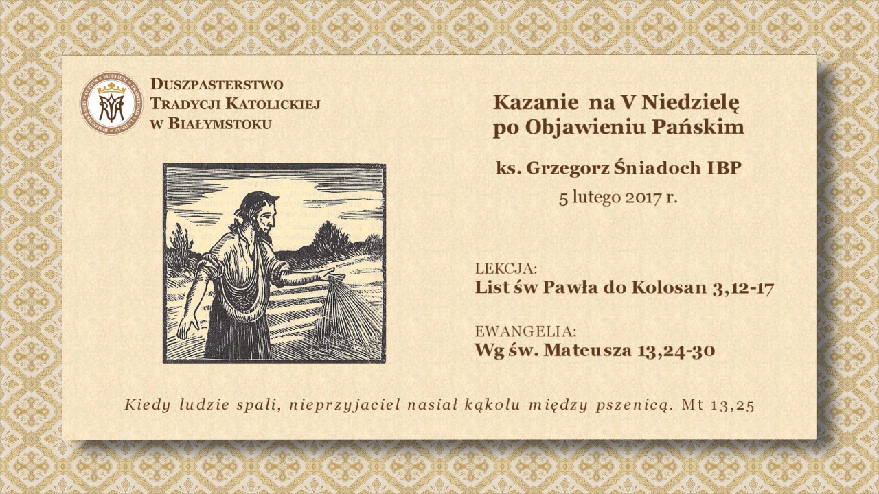 KATOLICKIE INWESTOWANIE W SIEBIE – ks. Grzegorz Śniadoch IBP – 5 lutego 2017 r.