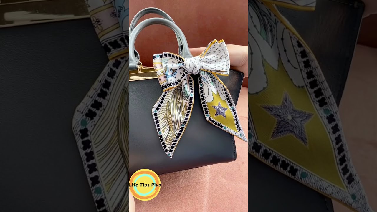 Two ways to wrap twilly onto Handbags. .Accessorizing handbag handles with twilly. #shorts