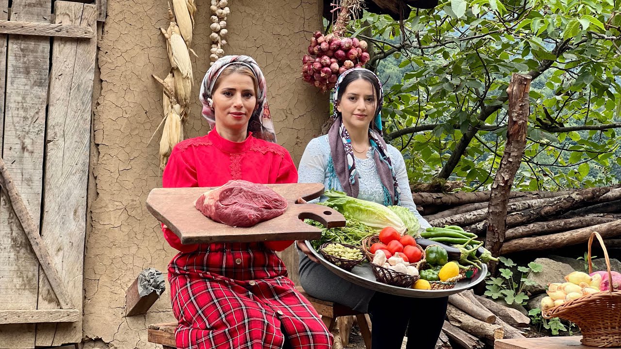 Овощи, фаршированные говяжьим фаршем, для приготовления арабской долмы в деревне