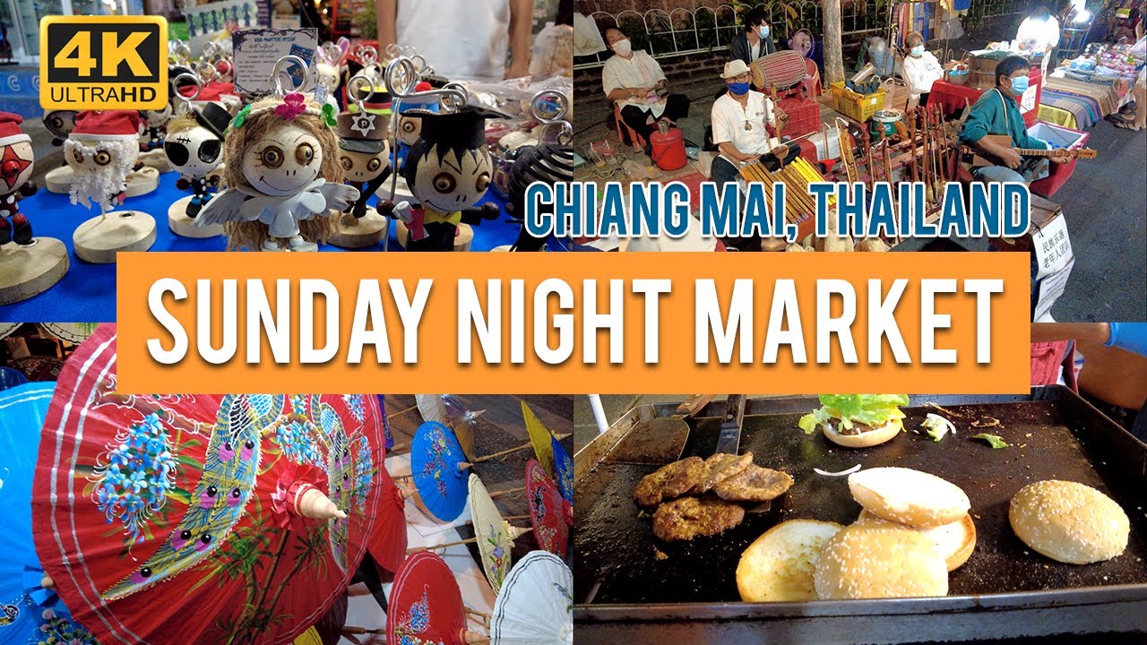 [4K] Chiang Mai Sunday Night Market - Hand Made Crafts, Street Food, Clothing, Souvenirs and More!