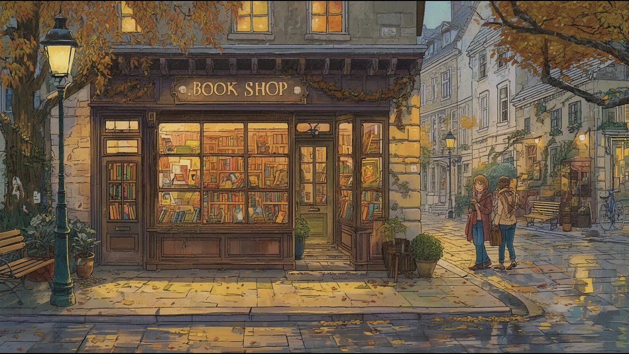 Study Music with Rain Sounds 📚 | Cozy Bookstore Focus (1 Hour)