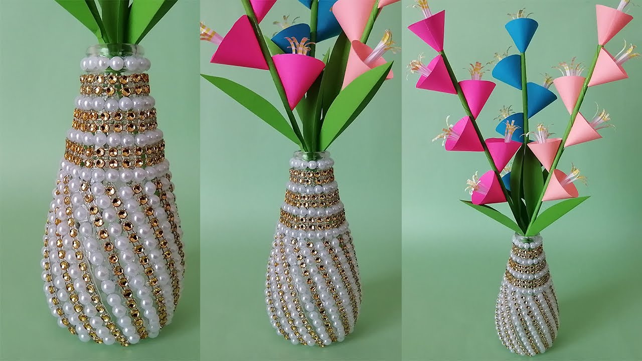 Making Decorative Flower Vase From Glass Bottle - DIY VASE - Home Decoration Ideas