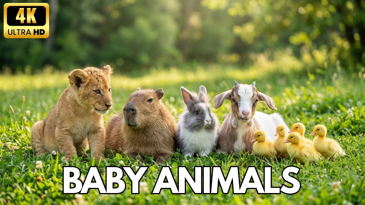 Пушистые детеныши животных в формате 4K 🐰🦆 – самые милые маленькие дикие зверьки для спокойного от