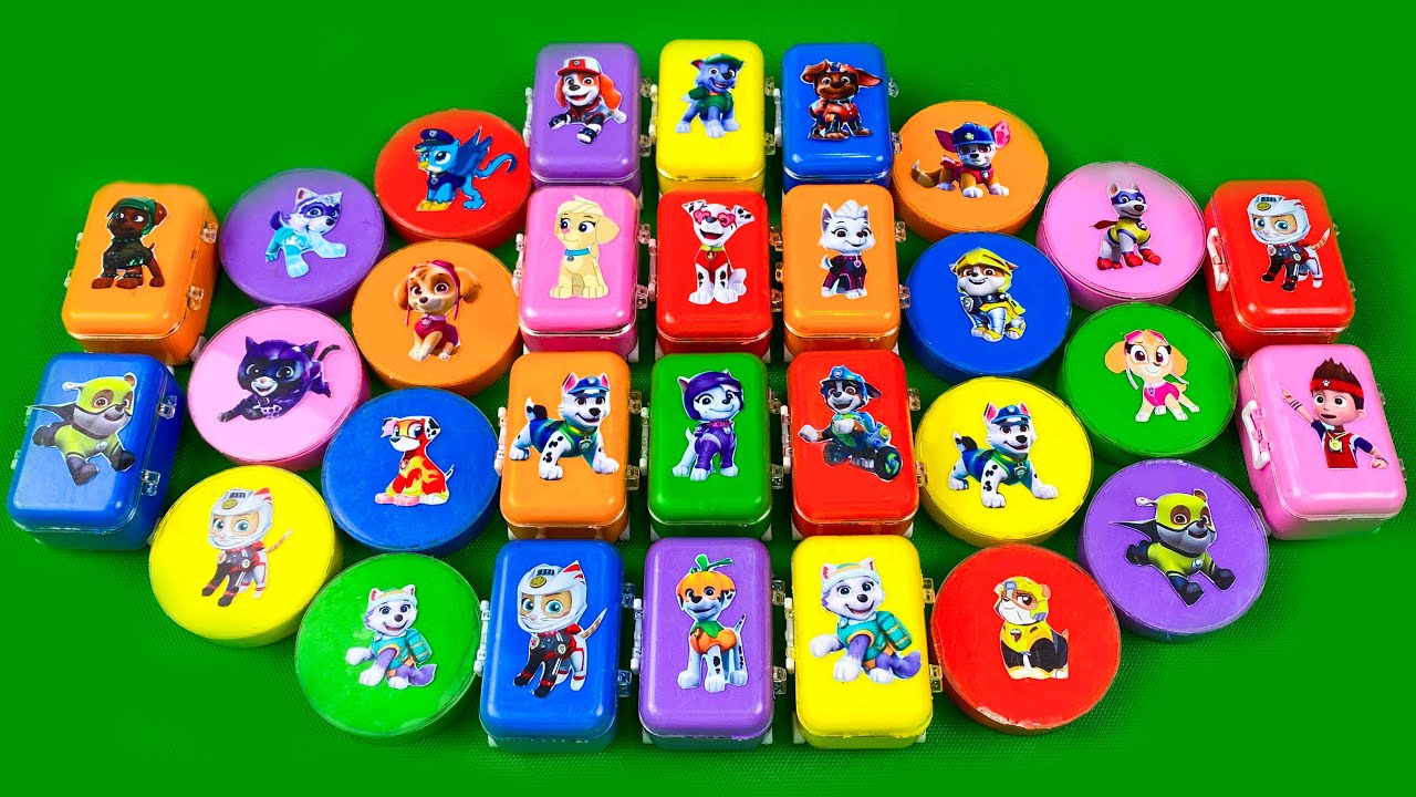 Finding Paw Patrol Characters in Slime! Marshall, Skye, Chase | Satisfying ASMR Clay Mini Suitcases
