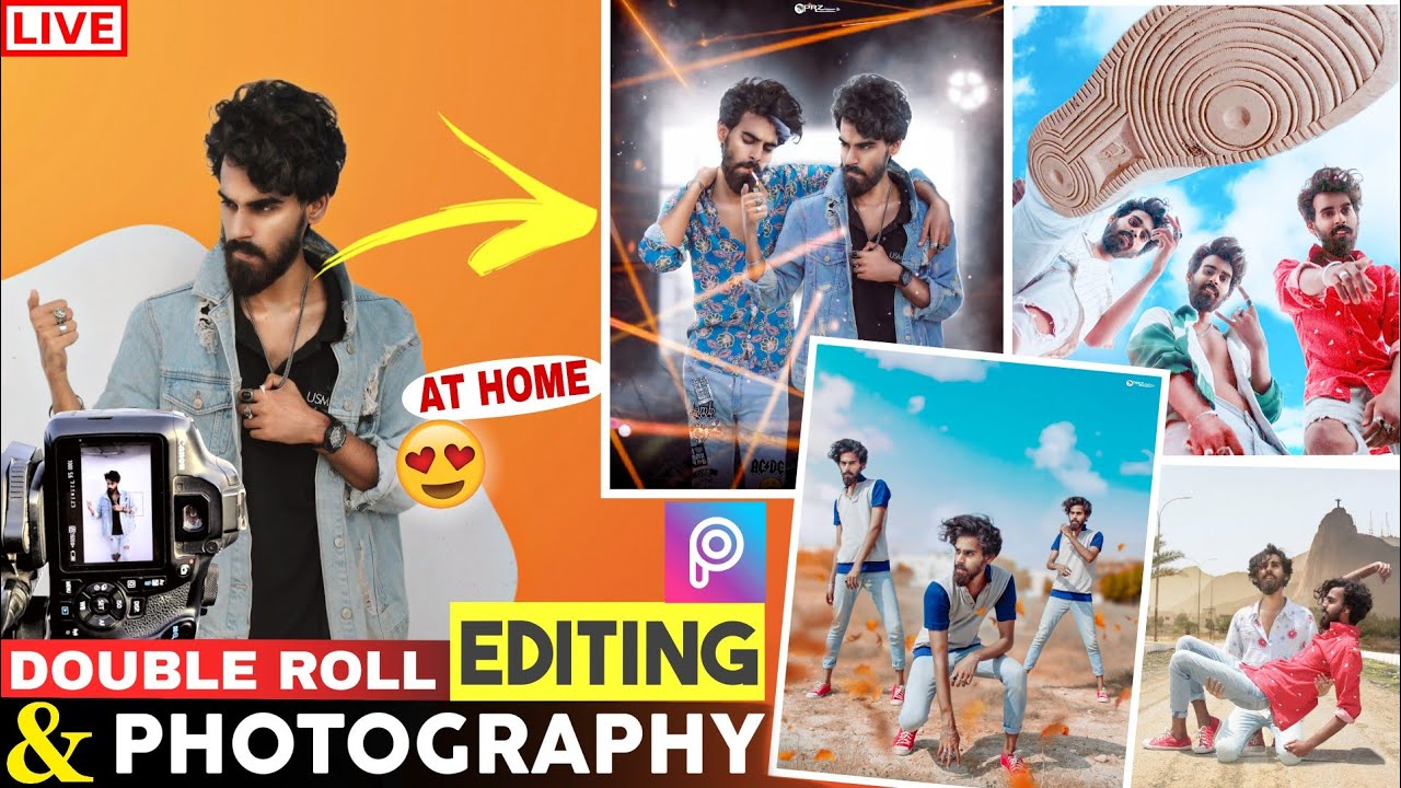 DOUBLE ROLL Photography Ideas at Home & Editing In Picsart 🔥