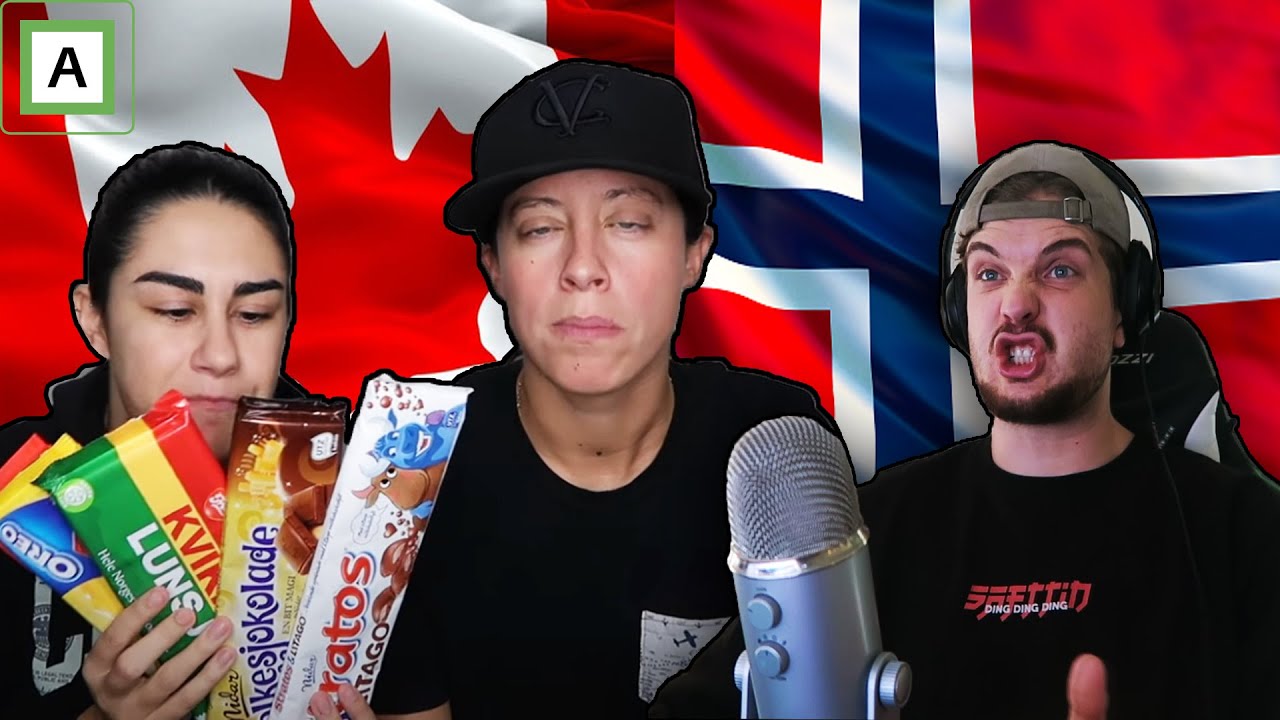 Norwegian guy reacting to Canadian Girls eating Norwegian Candy!