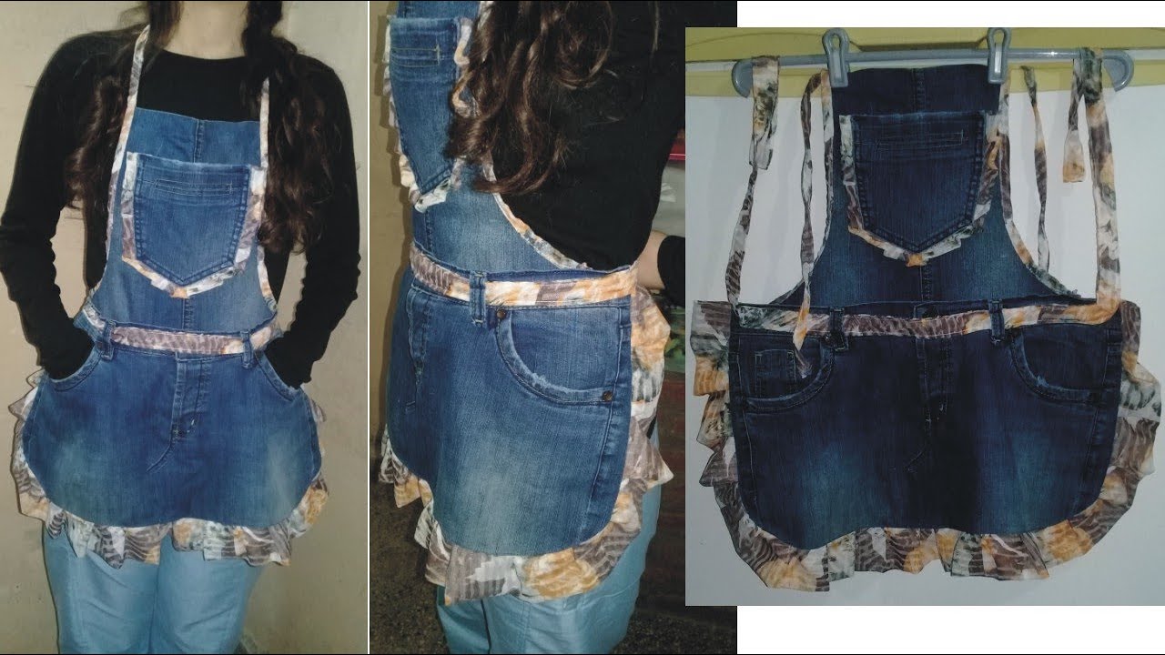 DIY Delantal de Cocina con partes del pantalón