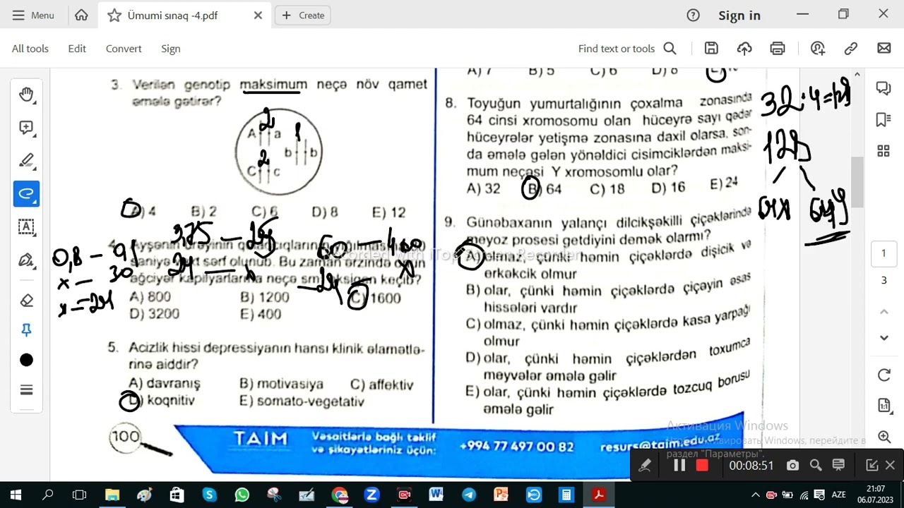 TAİM.Ümumi sınaq - 4.