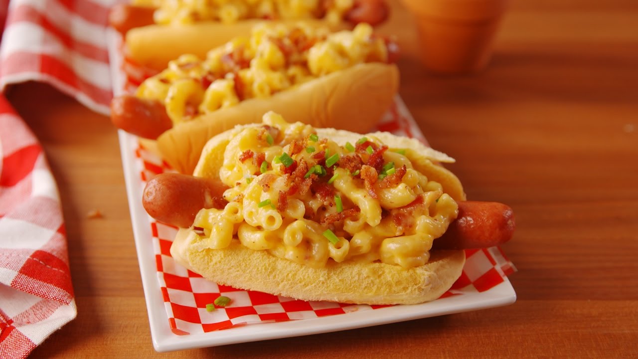 Bacon Mac & Cheese Dogs | Delish