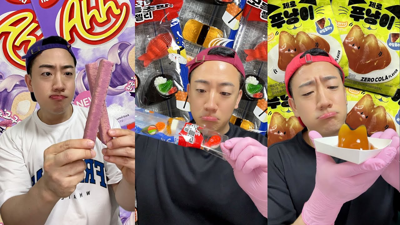 | Nabati Ahh Sweet potato | Sushi shaped jelly | Cat Pudding | 나바티 초밥 젤리 푸냥이 먹방 Korean Mukbang ASMR