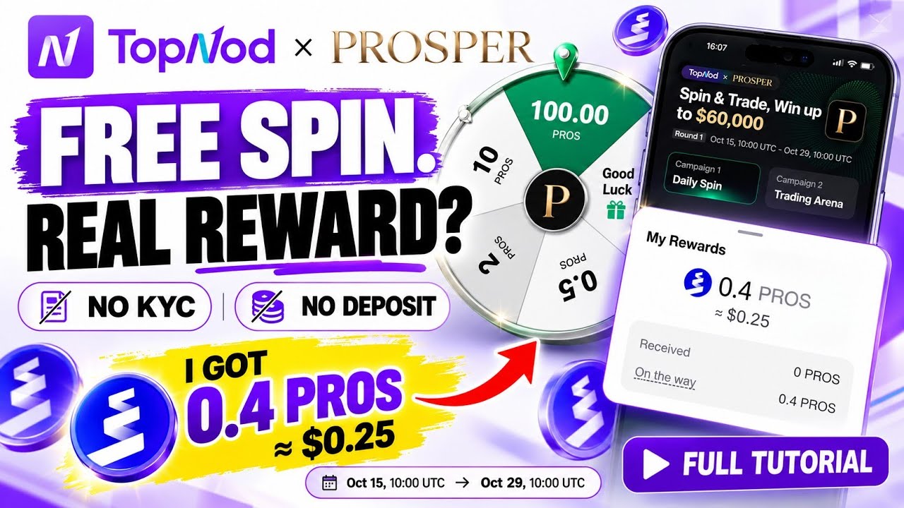TopNod Airdrop Tutorial 🔥 Free Spin & Earn $PROS Tokens (No Deposit + Live Proof) | No Kyc Airdrop