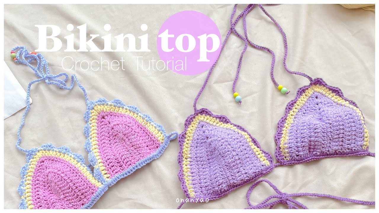 How to crochet | bikini bra บิกินี่โครเชต์น่ารักๆถักง่าย มือใหม่ก็ทำได้ฮะ