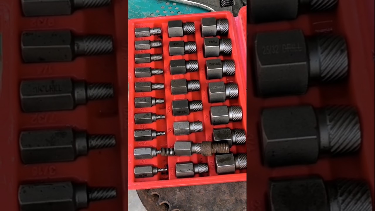 Multi-spline screw extractor set removing stripped or broken screws, bolts, and studs 