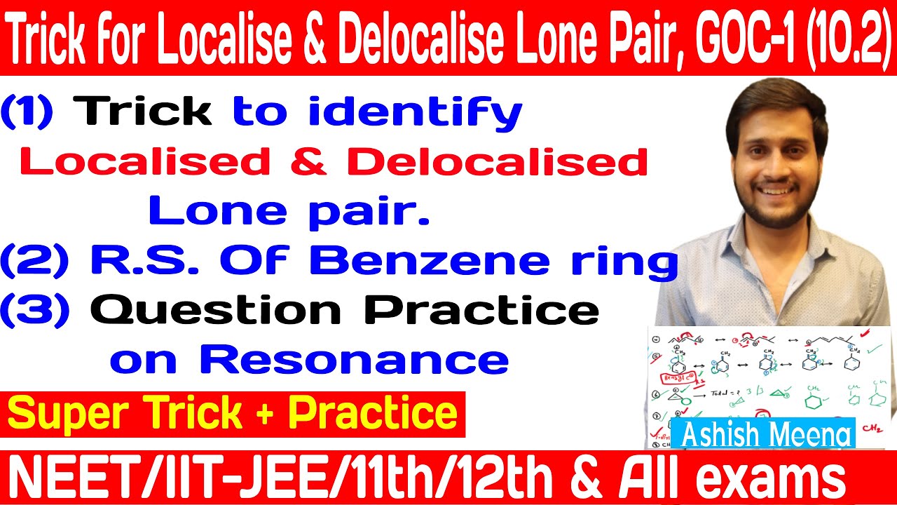 Trick to identify Localised Delocalised lone pair | Question practice on resonance | Reaction Mech