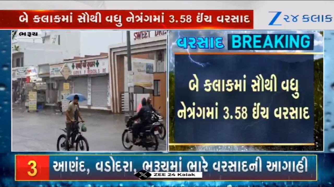 Bharuch's Netrang pounded by over nearly 4 inches of rainfall in just two hours; NDRF-SDRF deployed