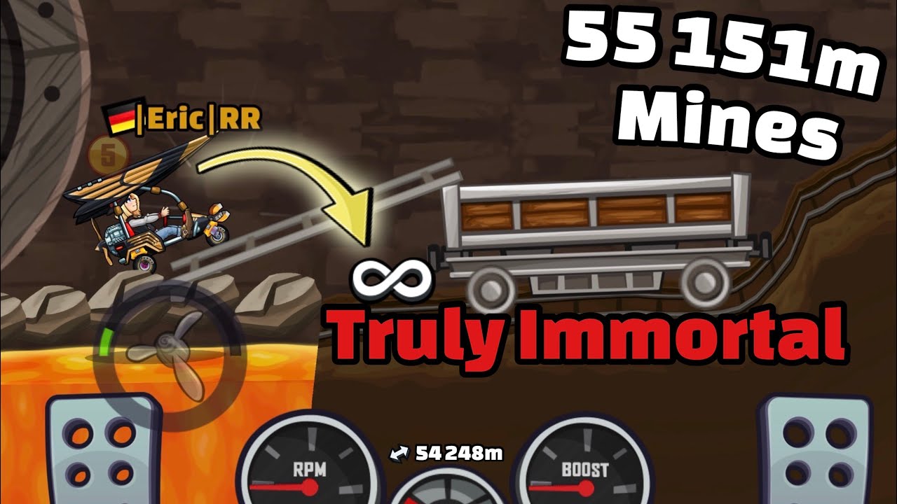 🏆🔥55 151m in MINES with GLIDER MASTERY | Gameplay | HILL CLIMB RACING 2 