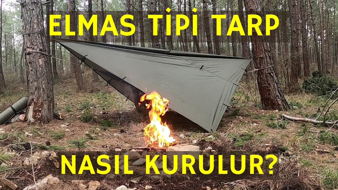 Elmas tipi tarp kurulumu |  shelter | kamp | bushcraft