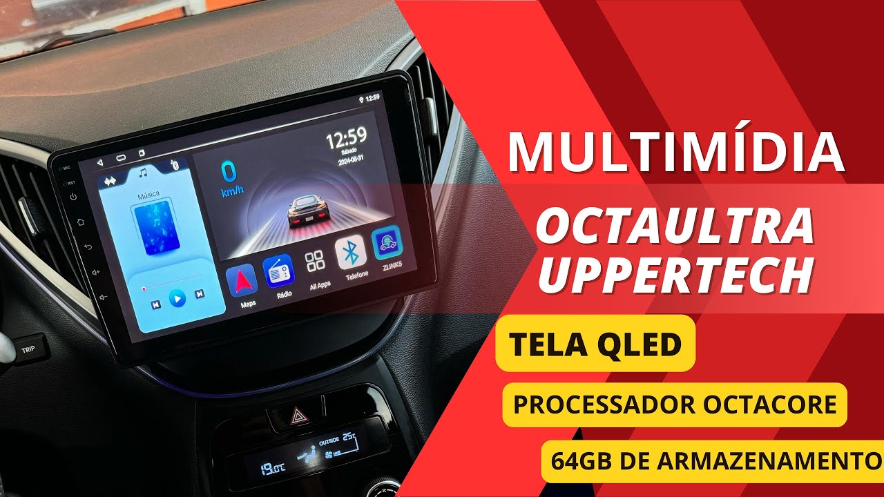 Central Multimídia Hyundai HB20 9 Polegadas OctaUltra UpperTech 2+64 +4G +QLED
