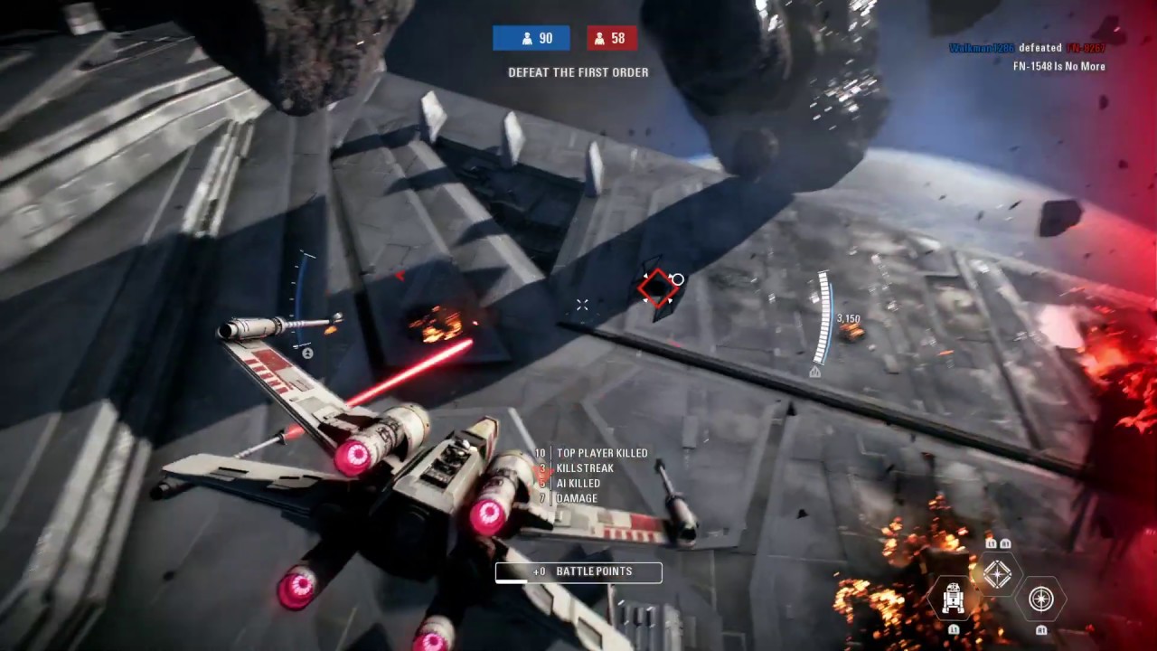 STAR WARS Battlefront II Luke Skywalker's X-Wing In Starfighter Assault Team Battle Unknown Regions