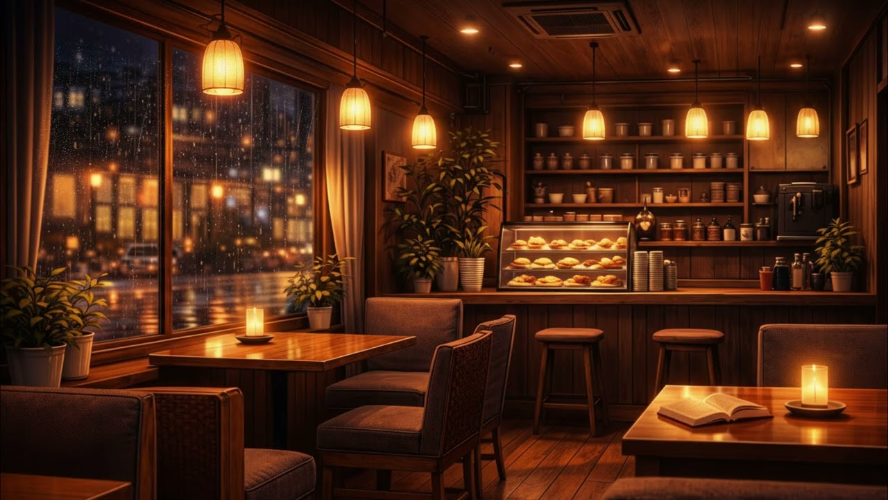 Midnight Cafe in Japan ☕ 1 Hour Cozy Lofi & Rain for Sleep, Study, Relax