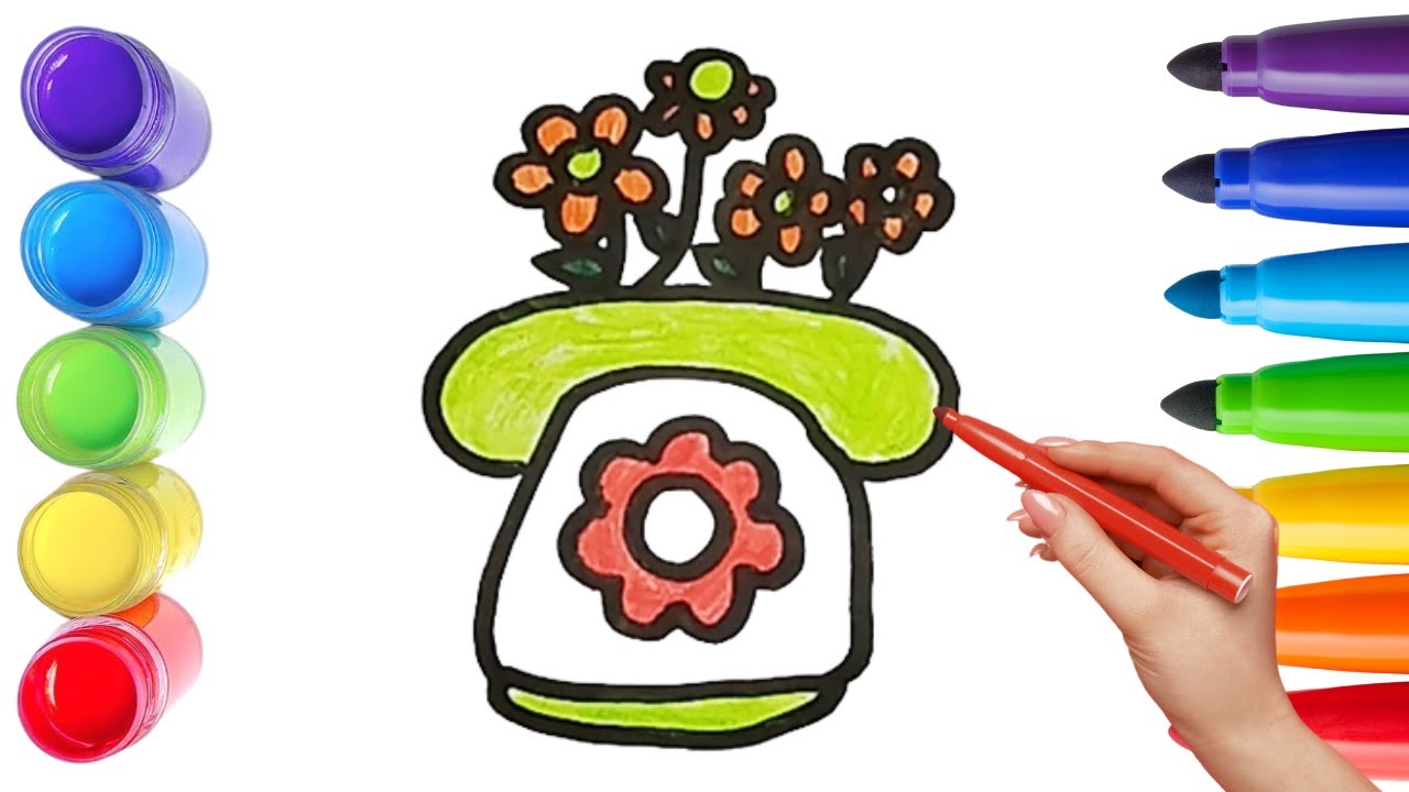 How To Draw cute TELEPHON Drawing, Painting & Coloring For Kids and Toddlers_🌈🎨