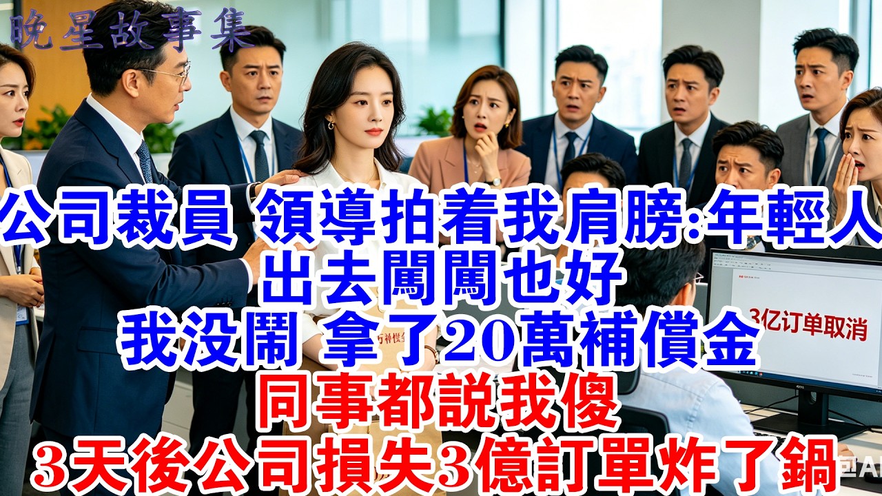 公司裁員領導拍着我肩膀：年輕人，出去闖闖也好！我沒鬧拿了20萬補償金，同事都說我傻，3天後公司損失3億訂單炸了鍋#情感故事 #故事分享 #職場 #爽文 #打臉 #大女主