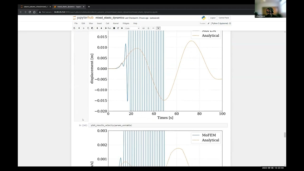 Jupyter tutorial on mixed formulation for the elastodynamics problem (UKACM School Hands-on 6)