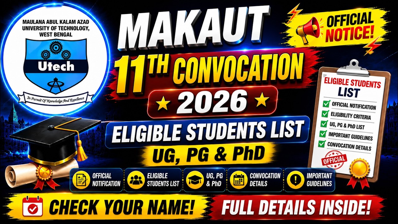 MAKAUT | 🎓 11th Convocation 2026 📢 Official Eligible Students List Released | UG, PG & PhD #makaut