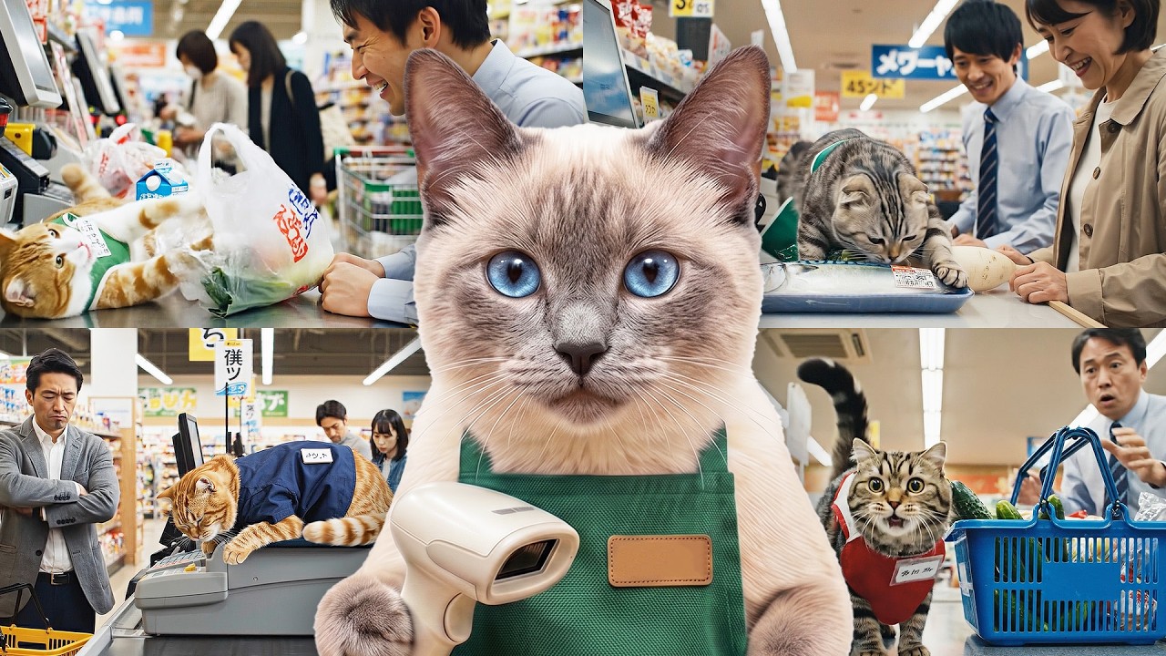 【AIねこあるある】レジ担当がねこちゃんなら毎秒通いたい🛒🐾 If Your Cashier Was a Cat: Relatable Moments #ai #cat #猫 #癒し