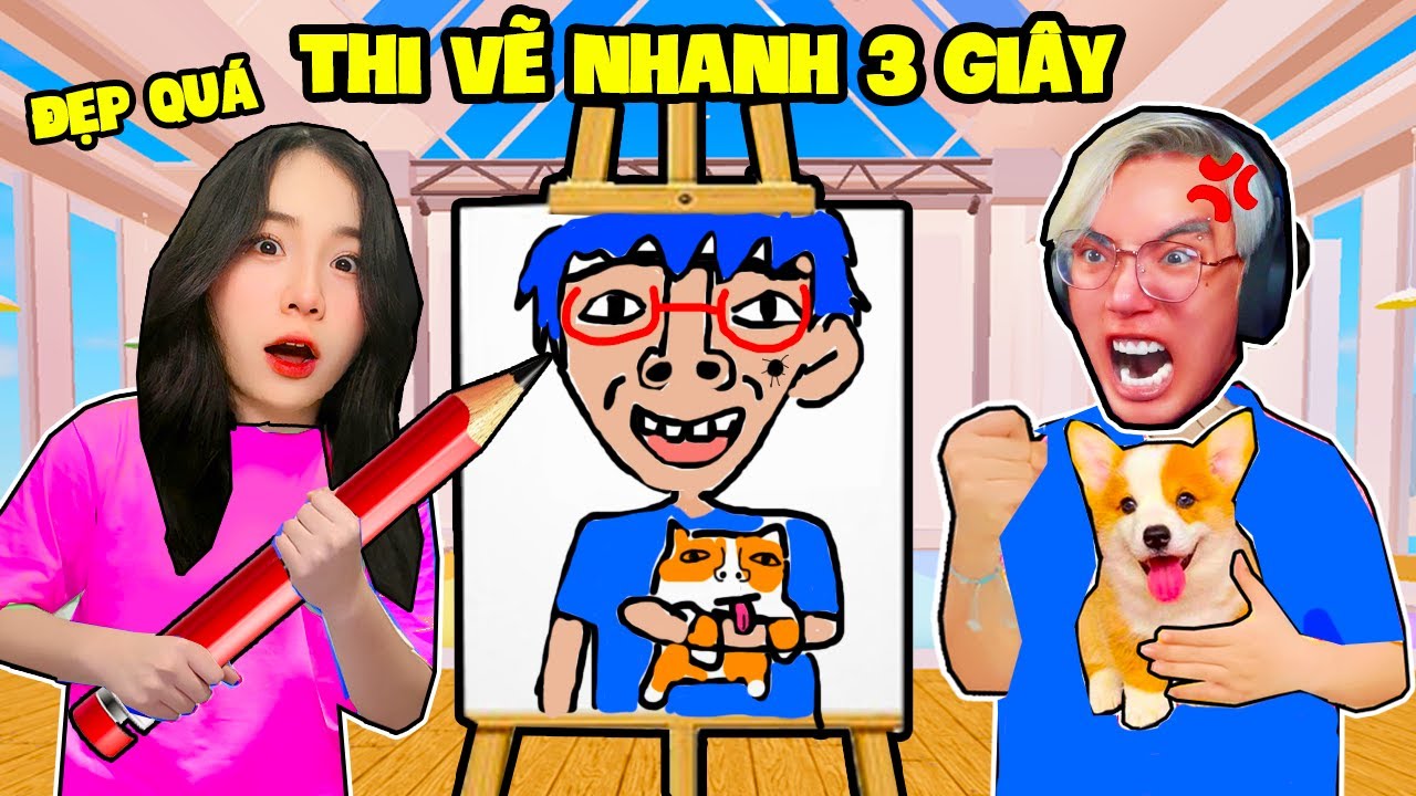 SAMMY TROLL PHONG CẬN PHÁT ĐIÊN KHI VẼ MẶT XẤU | THỬ THÁCH THI VẼ NHANH 3 GIÂY TRONG ROBLOX