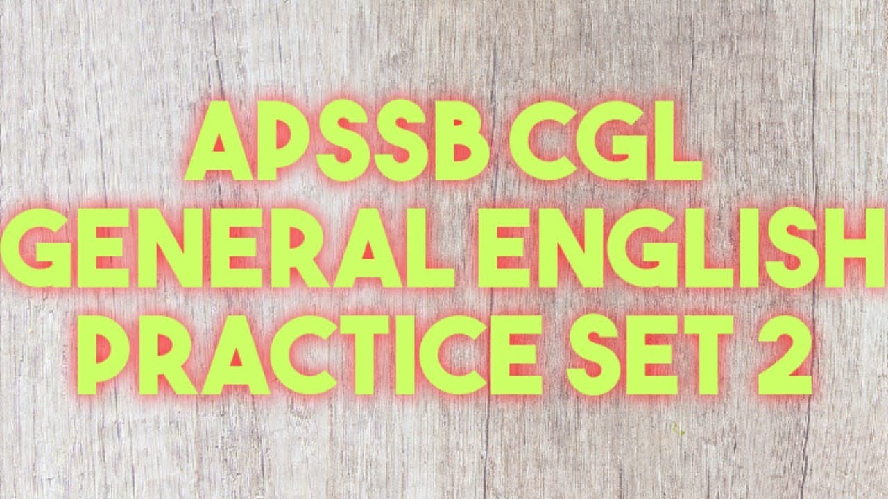 APSSB CGL GENERAL ENGLISH MOCK TEST 2