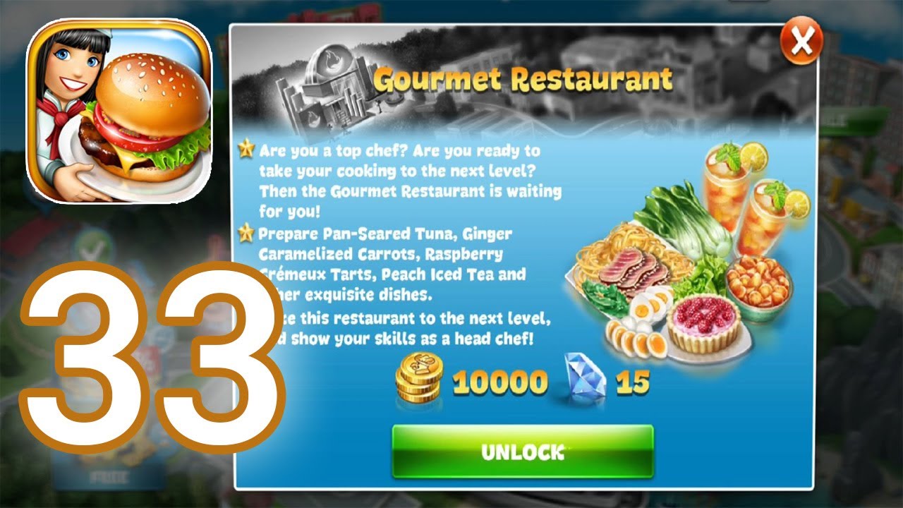 Cooking Fever - Gameplay Walkthrough Part 33 - Gourmet Restaurant Level 1 - 5 (iOS, Android)