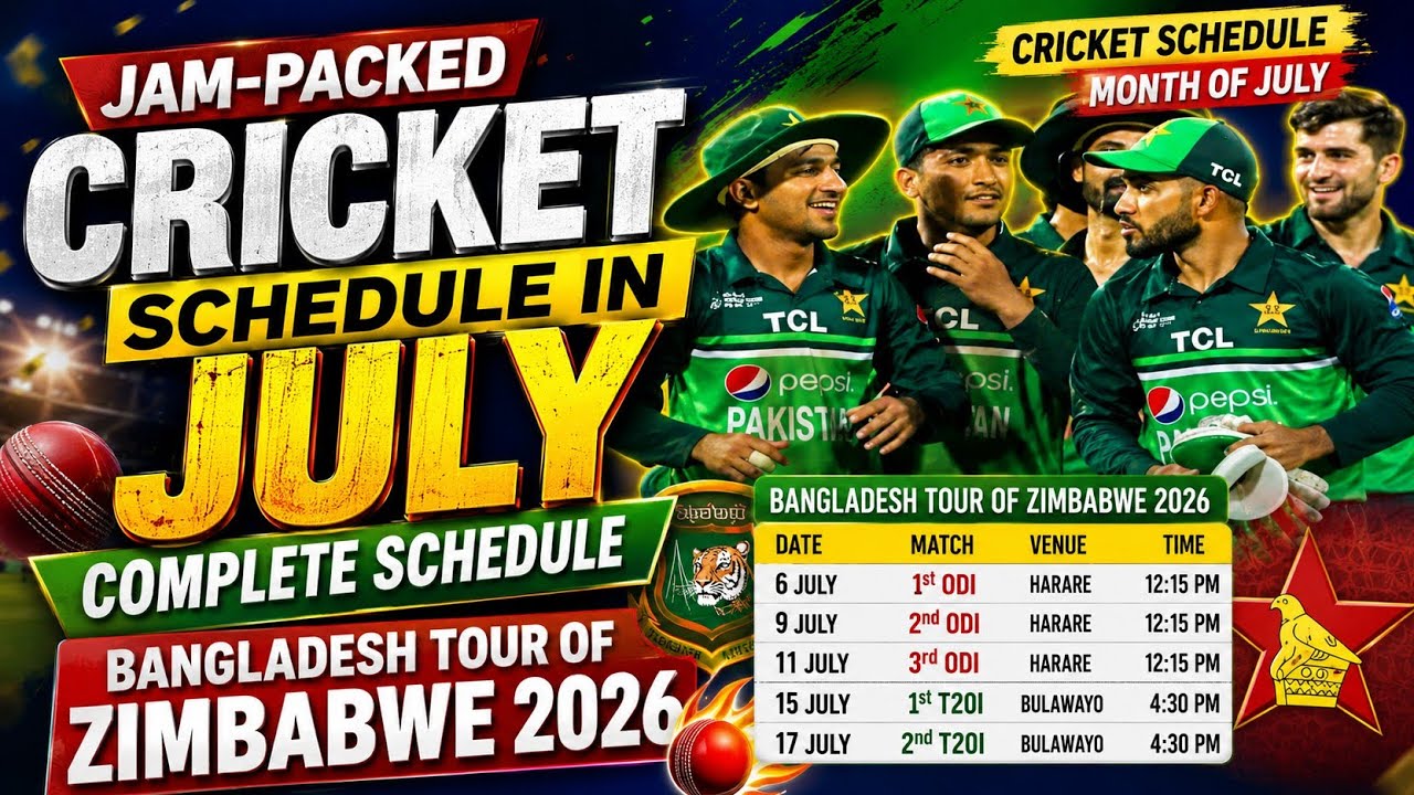 July 2026 Cricket Schedule | CRICKET SCHEDULE IN JULY | ODI & T20I Fixtures