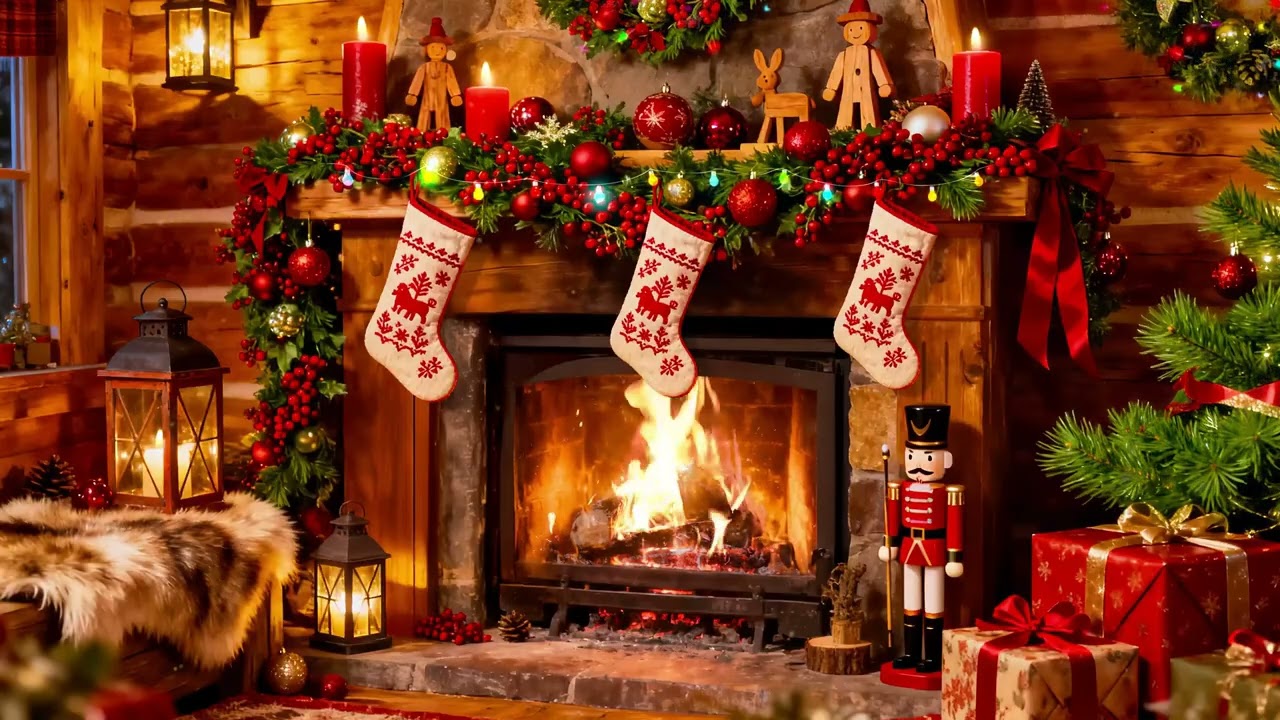 Warm Fireplace Ambience 2025🔥Relaxing Instrumental Christmas Music🎁Beautiful Christmas Atmosphere