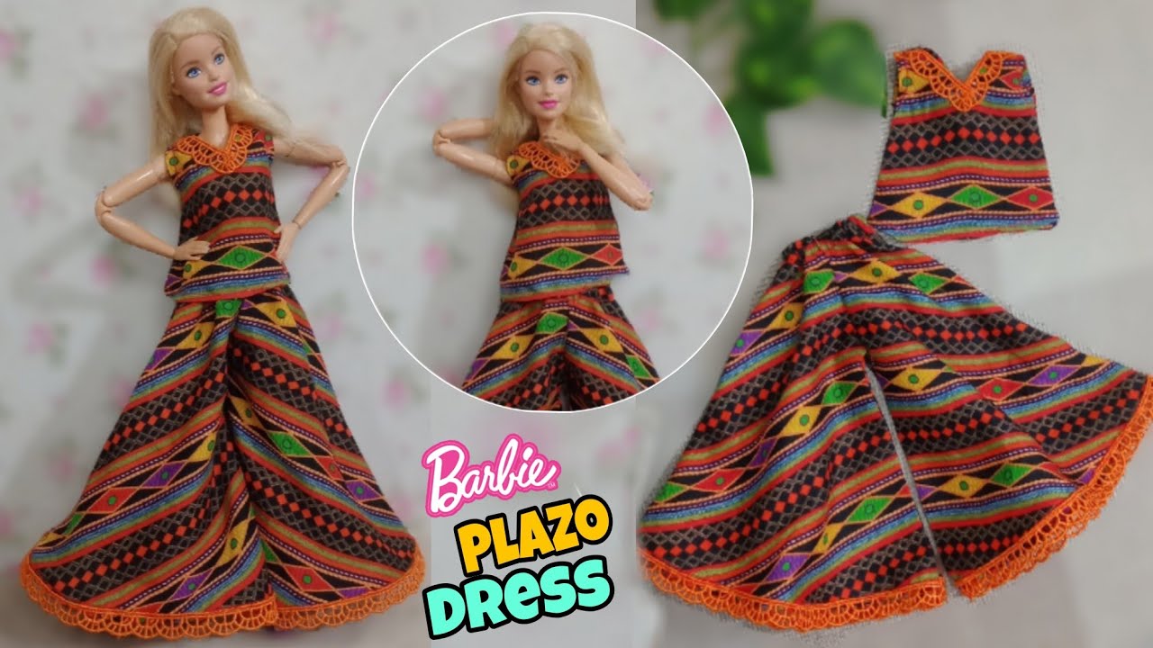 DIY Barbie Palazzo Suit | Beautiful Doll Dress Making at Home