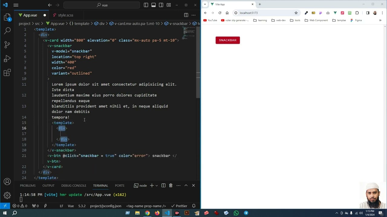 Snackbar in vuetify 3