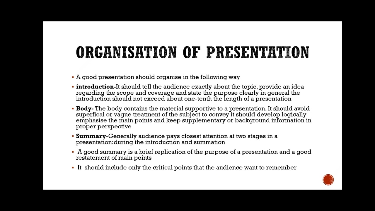 organisation of presentation | professional business skill