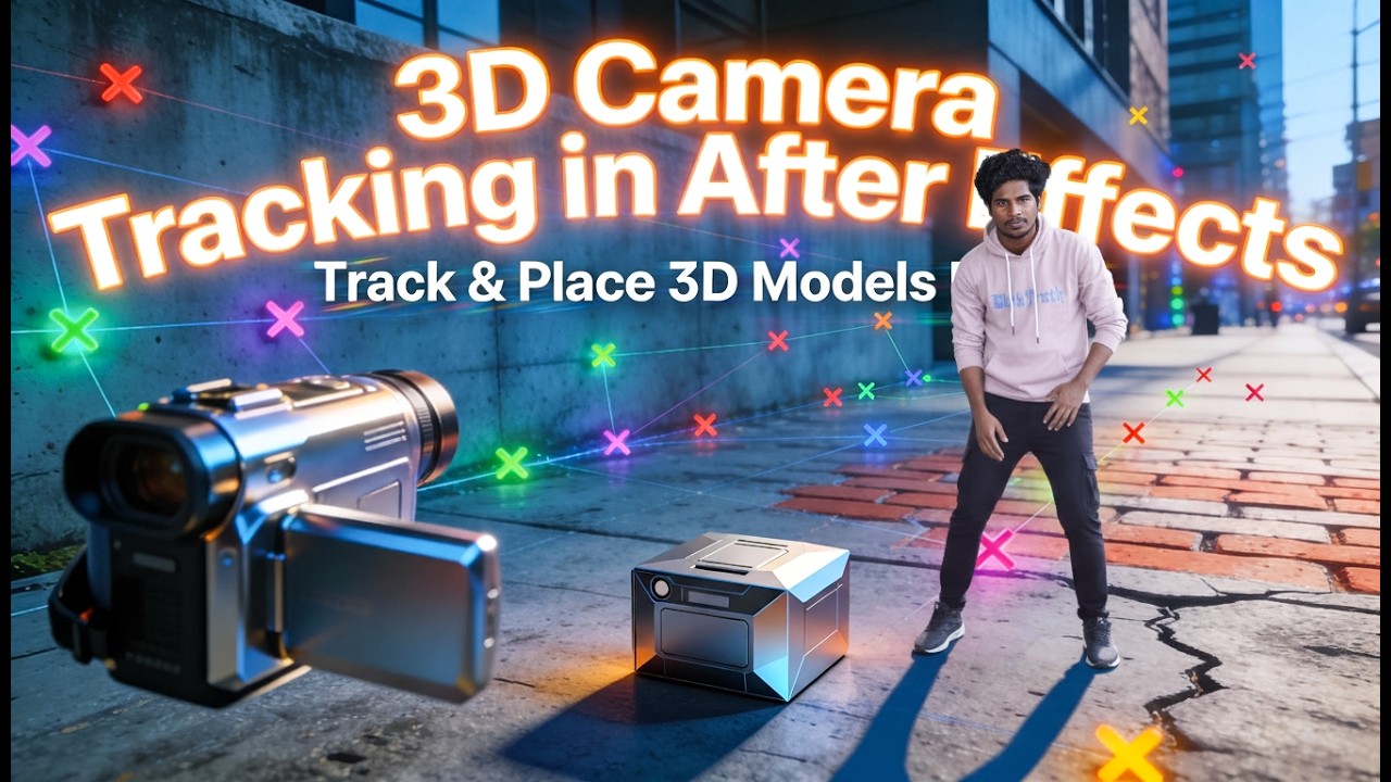3D Camera Tracking Explained Tamil | Place Text & 3D Models Inside Video | AE Beginner Tutorial ep11