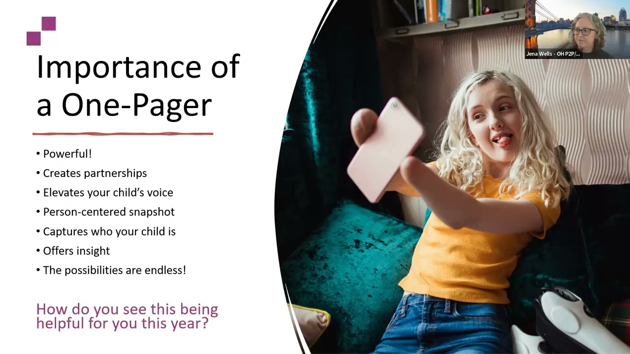 Ohio F2F Informational Session: Elevate Your Child's Voice in the IEP: One-Pager
