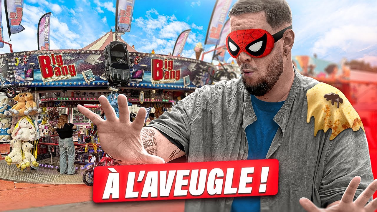 GAGNER les YEUX BANDÉS à la FÊTE FORAINE 🎡😂