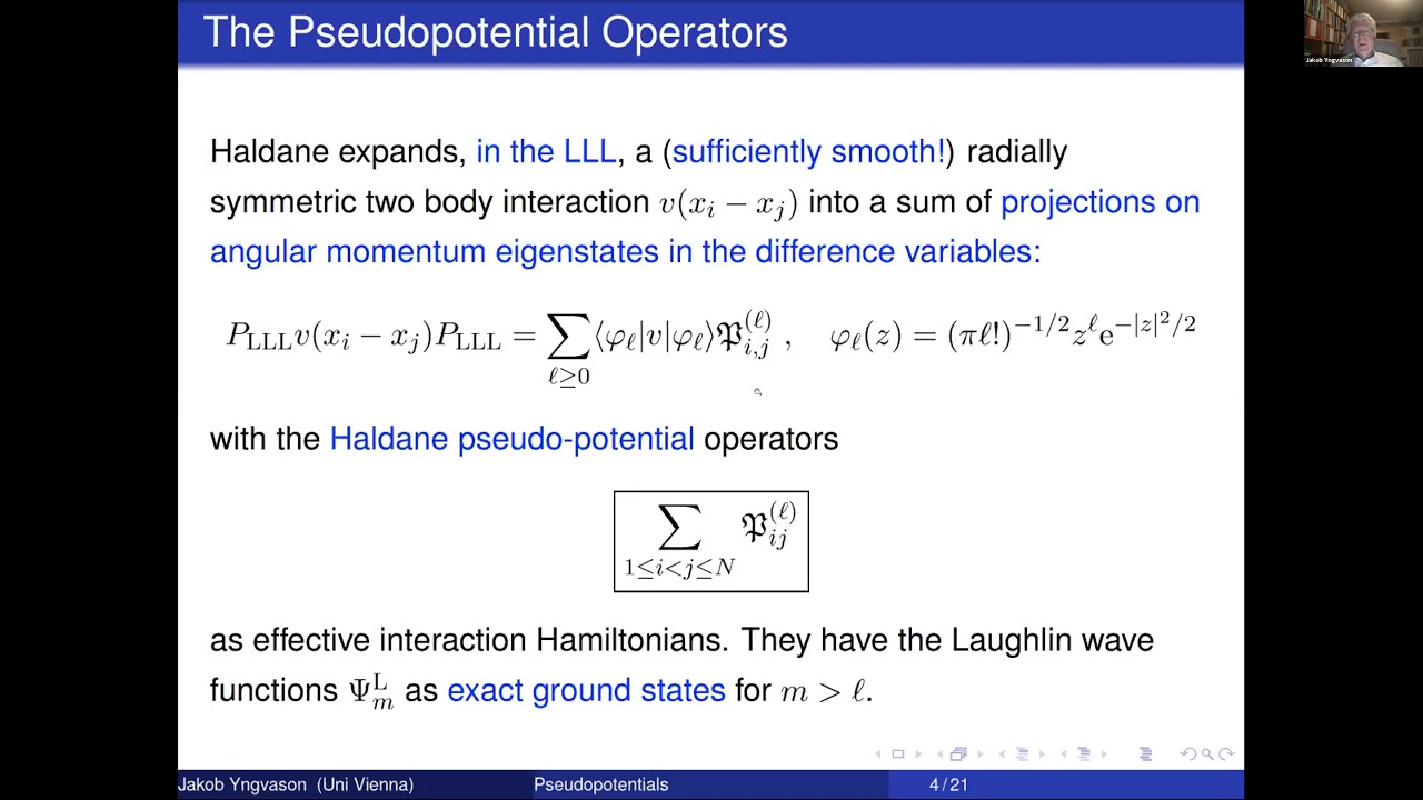 Emergence of Haldane Pseudo-Potentials in Systems with Short-Range Interactions - Jakob Yngvason