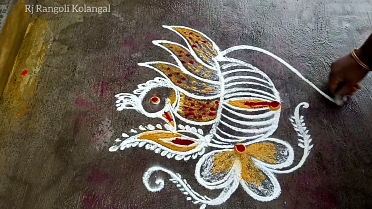Thai poosam Special Rangoli 🌺 Peacock Rangoli design 🌺 Traditional padikolam design 🌺
