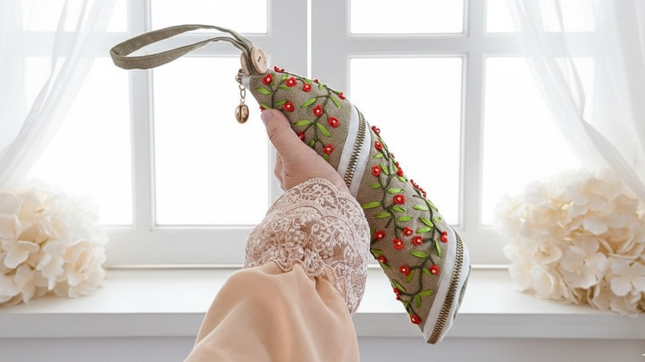 Beautiful & Multifunction Embroidered Pouch | Handmade Floral Zipper Pouch