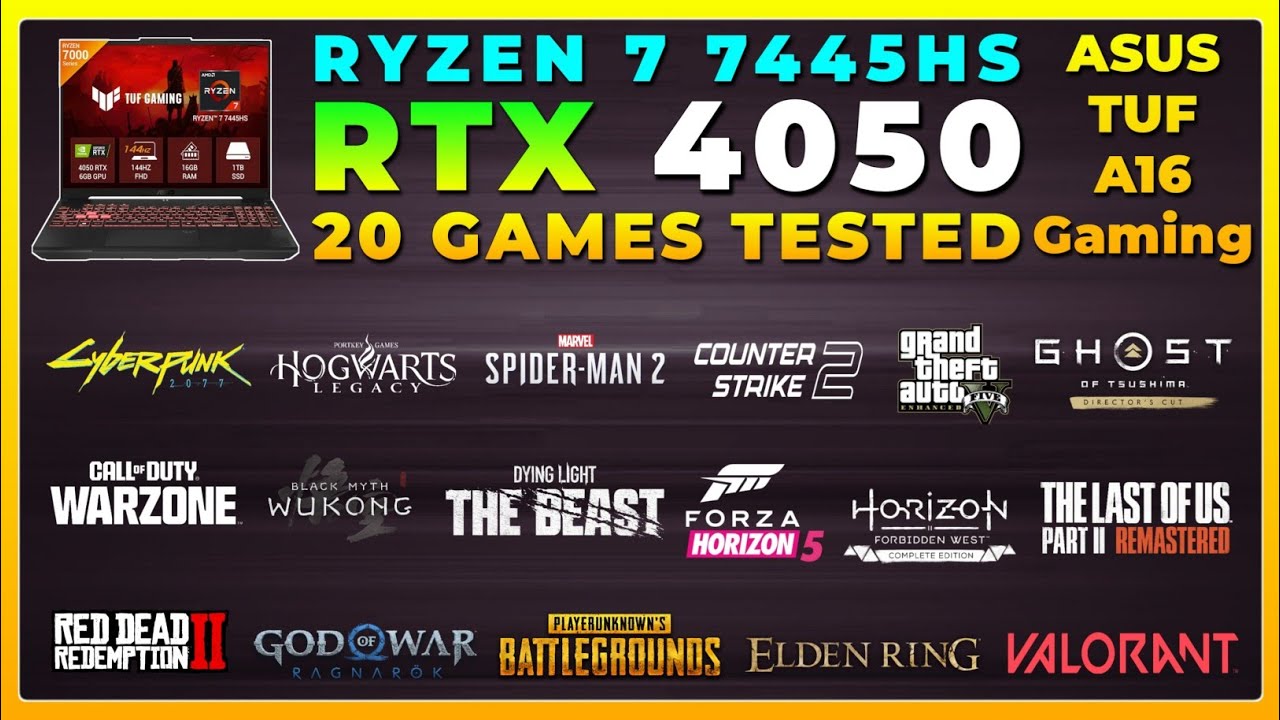 ASUS TUF A16 (2025) | Ryzen 7 7445HS + RTX 4050 | Test in 20 Games in Late 2025