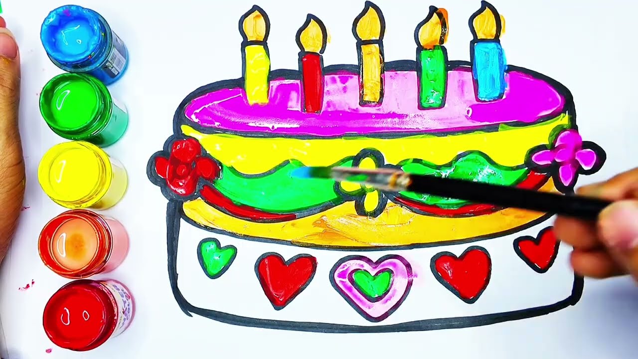 How to draw a birthday cake | step by step 