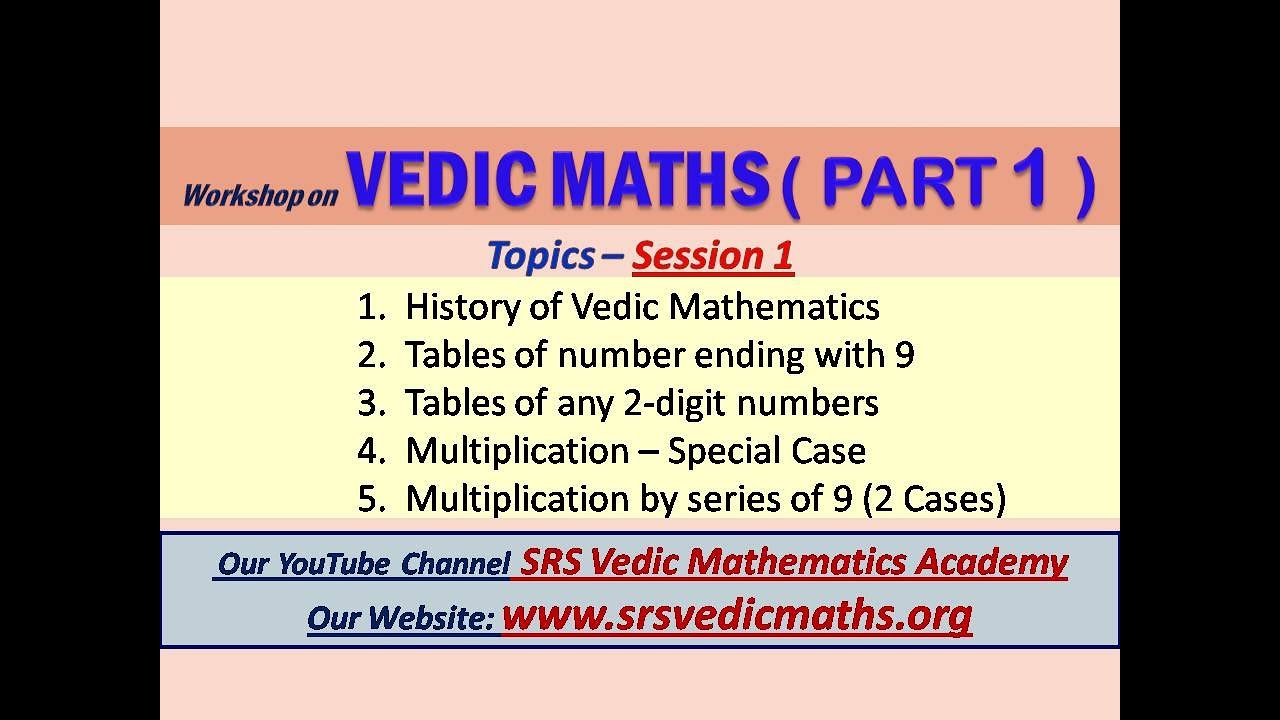 Vedic Maths - Part 1 Session 1 (based on new syllabus)