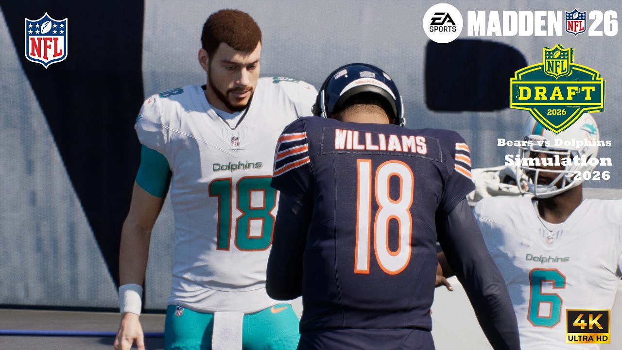 Madden 26 Caleb Williams Bears vs Garrett Nussmeier Dolphins Sim NFL DRAFT EARLY 2026 Game Play