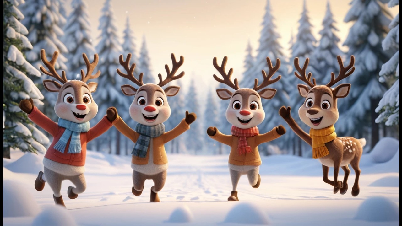 Five Little Reindeer Dash Dash Dash | Christmas Holiday Song & Nursery Rhymes