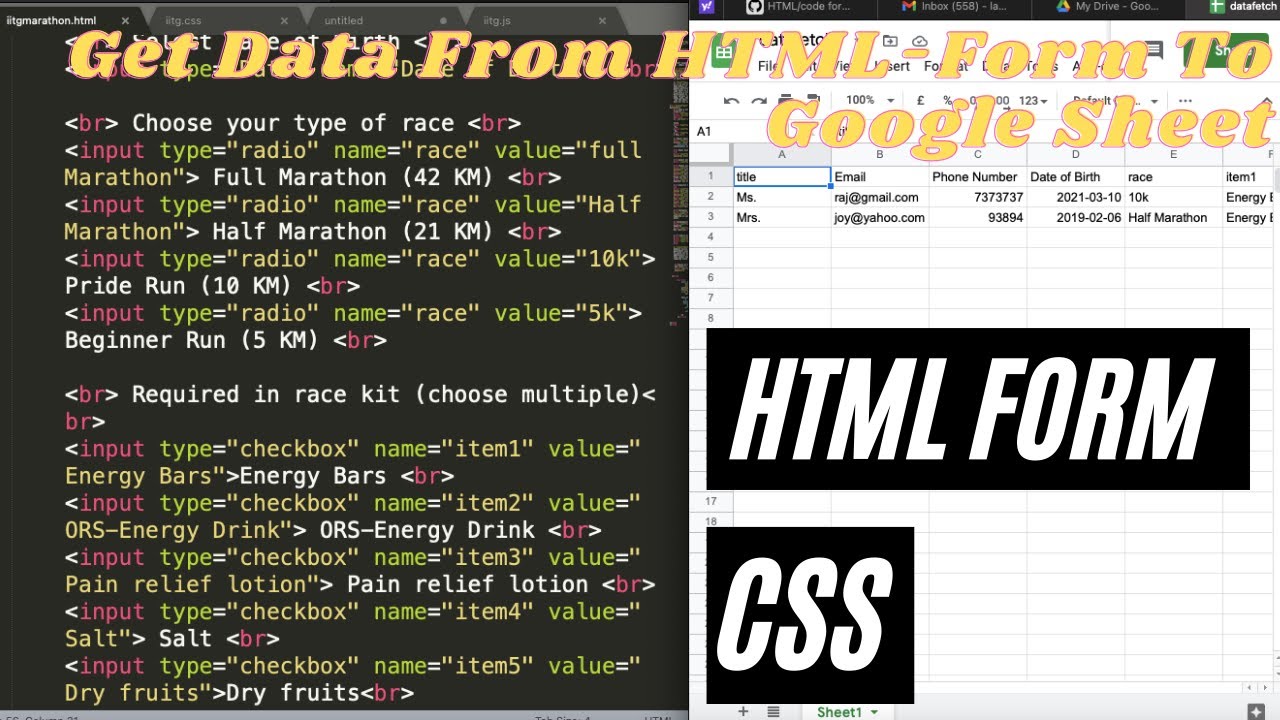 HTML Form || CSS | Link HTML form to Google Sheet for storing data - Web#3