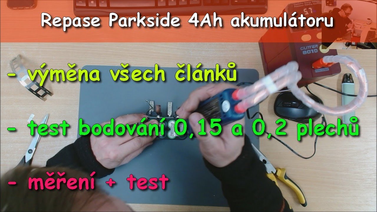 Repase 4Ah akumulátoru Parkside PAP20A3 | Nabíječka bliká zeleně a červeně